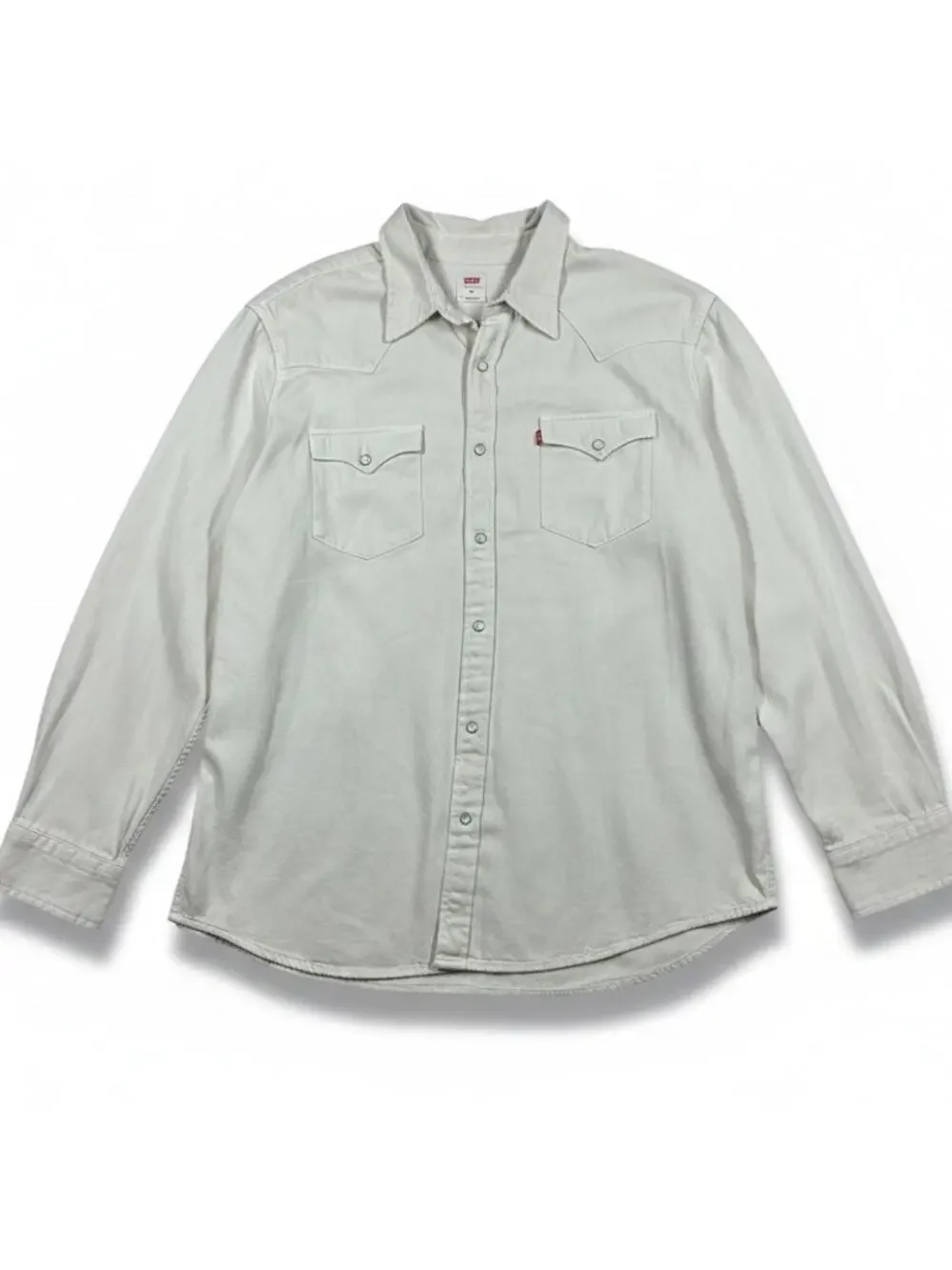 Levi's Barstow Shirt Mens XL Cream Standard Fit Long Sleeve Pearl Snap Western